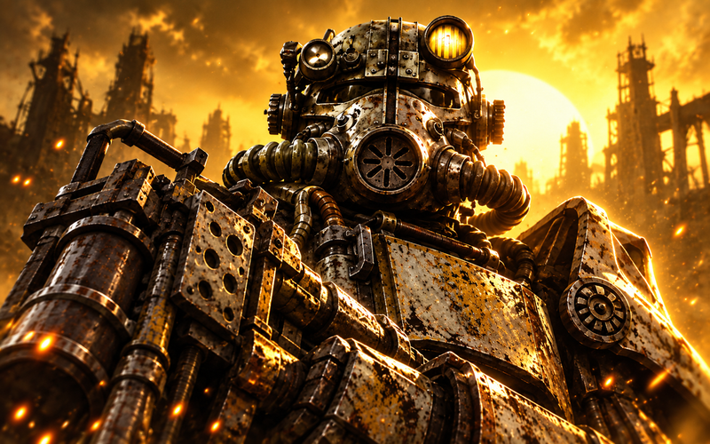 Power Armor en un paisaje postapocalíptico