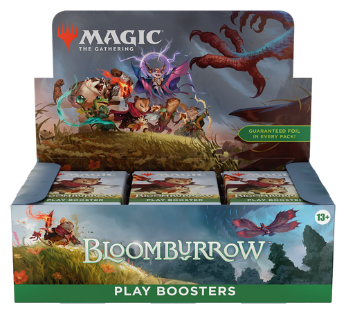 Bloomburrow Play Booster Box, geopende display van voren