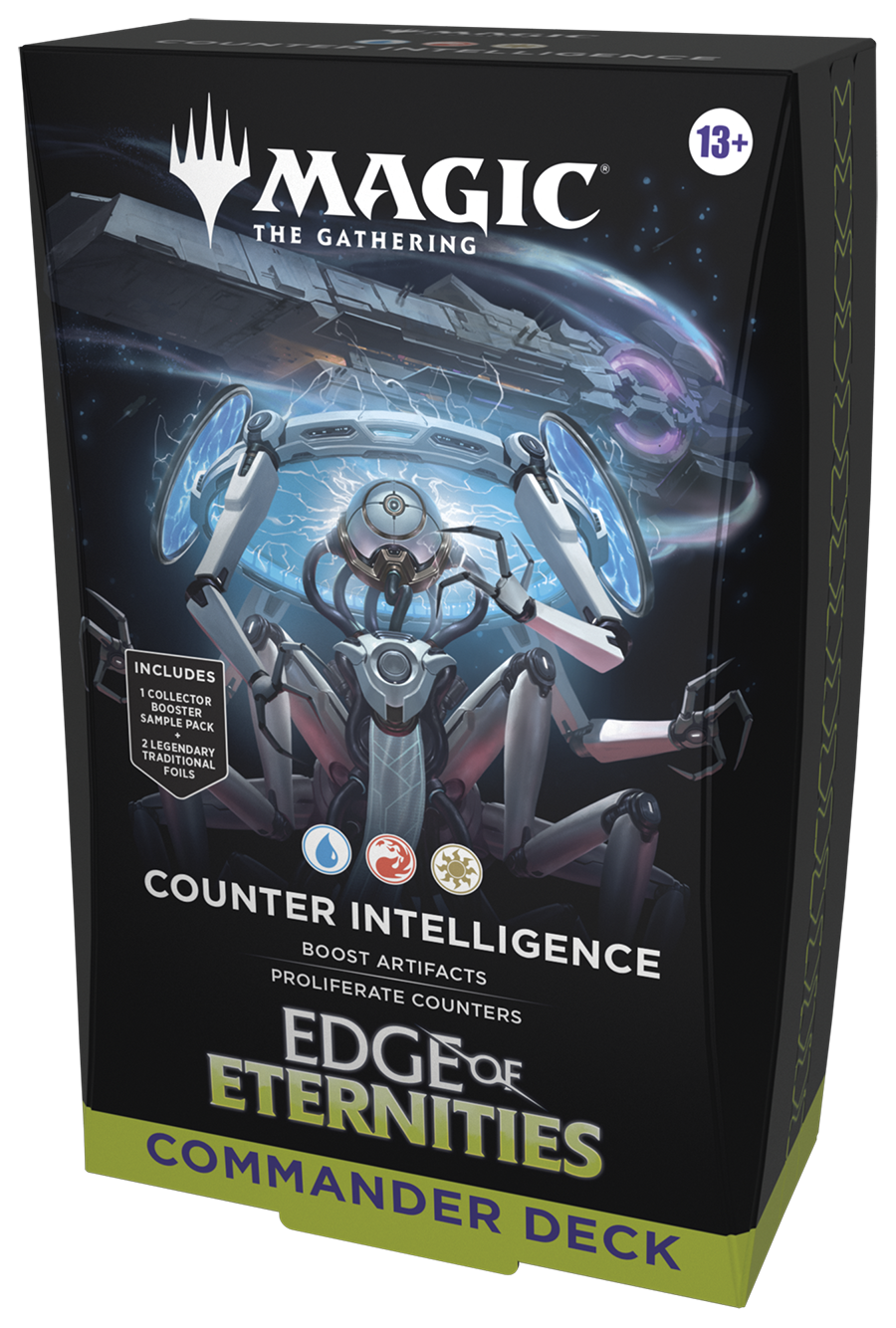 Edge of Eternities Commander Deck: Counter Intelligence, ander schuin aanzicht van de verpakking