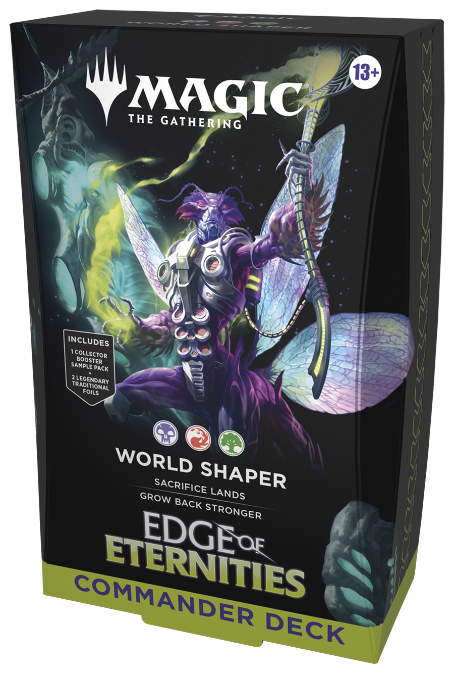Edge of Eternities Commander Deck: World Shaper, ander schuin aanzicht van de verpakking