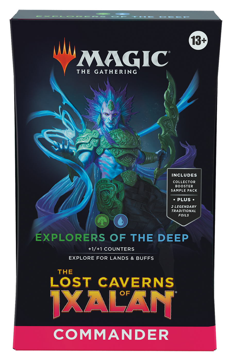 The Lost Caverns of Ixalan Explorers of the Deep Commander Deck, vooraanzicht van de Engelse verpakking