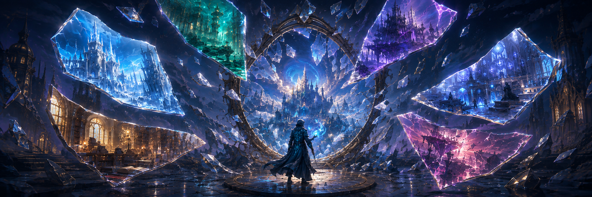 Reality Fracture Magic: The Gathering set artwork met gebroken magische landschappen